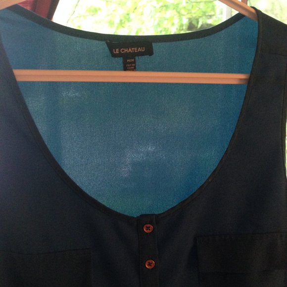 le chateau sleeveless button down blouse sz medium - Picture 3 of 7